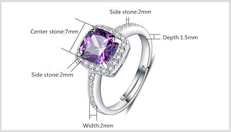 Amethyst February 925 Sterling Silver Free Ring Size  Adjusters, DA-00012