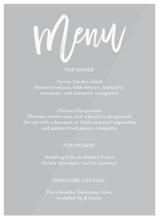 wedding menu