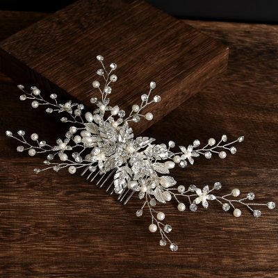 Bridal Headpiece: Handmade Pearl Rhinestone And Alloy Flower Hair Comb