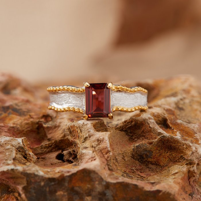Halo Garnet Ring