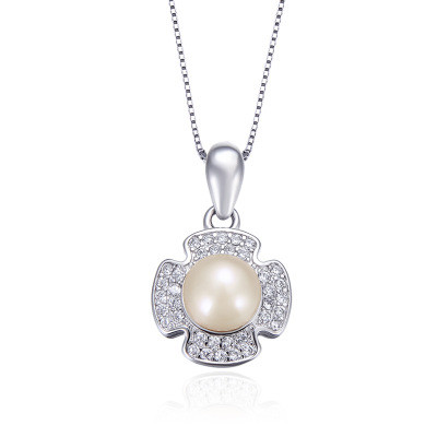 page title,The Center of Pearl 925 Sterling Silver Necklace,KK-00213