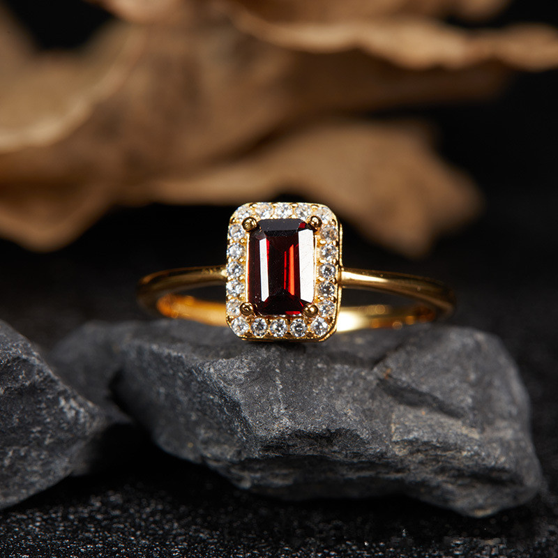 Natural golden garnet ring